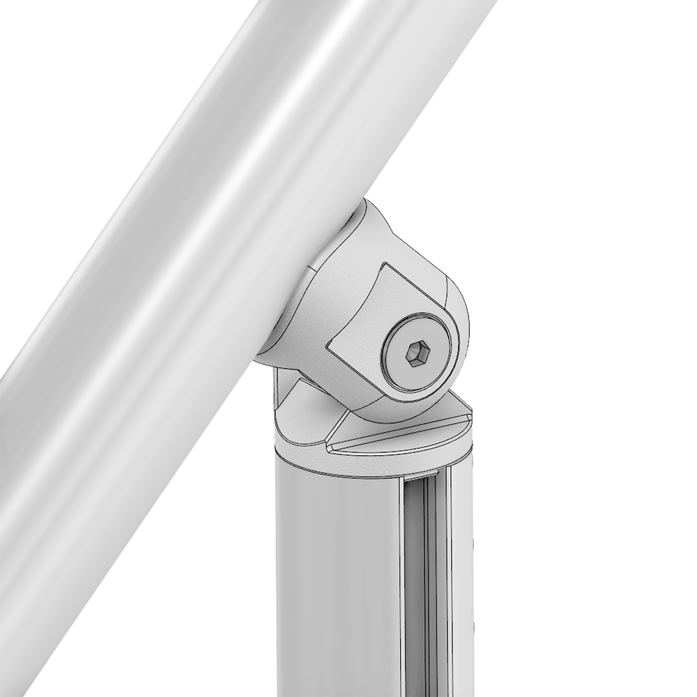 43-2FR-1 MODULAR SOLUTIONS PIVOT CONNECTION FOR 40MM ROUND PROFILE, PIVOT CONNECTOR FOR SIDE CONNECTION